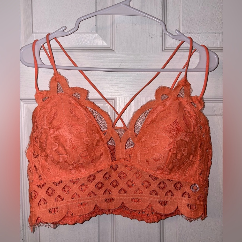 Zenana Crochet Lace Bralette With Bra Pads-Coral